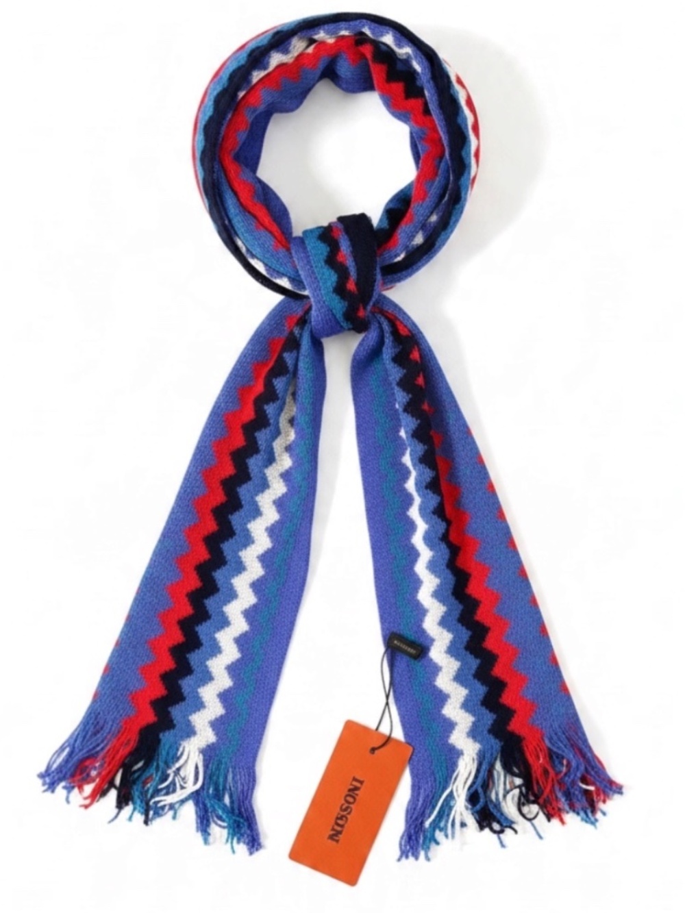 MISSONI Multi Color Zig Zag Fringe Skinny Scarf 70" x 14" MSRP: $375 - NWT